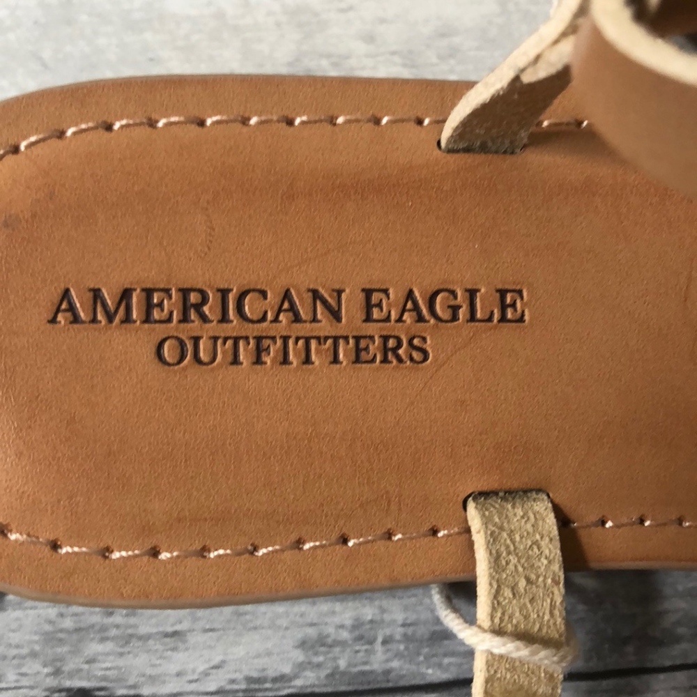 American Eagle Tan Leather Strappy Thong Sandals - Picture 6 of 8
